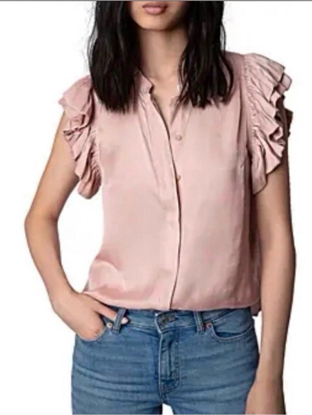 Zadig & Voltaire Tiza Satin Top in Blush Pink